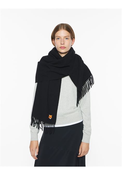 fox head scarf unisex black MAISON KITSUNÉ | PM06201WB0044P199